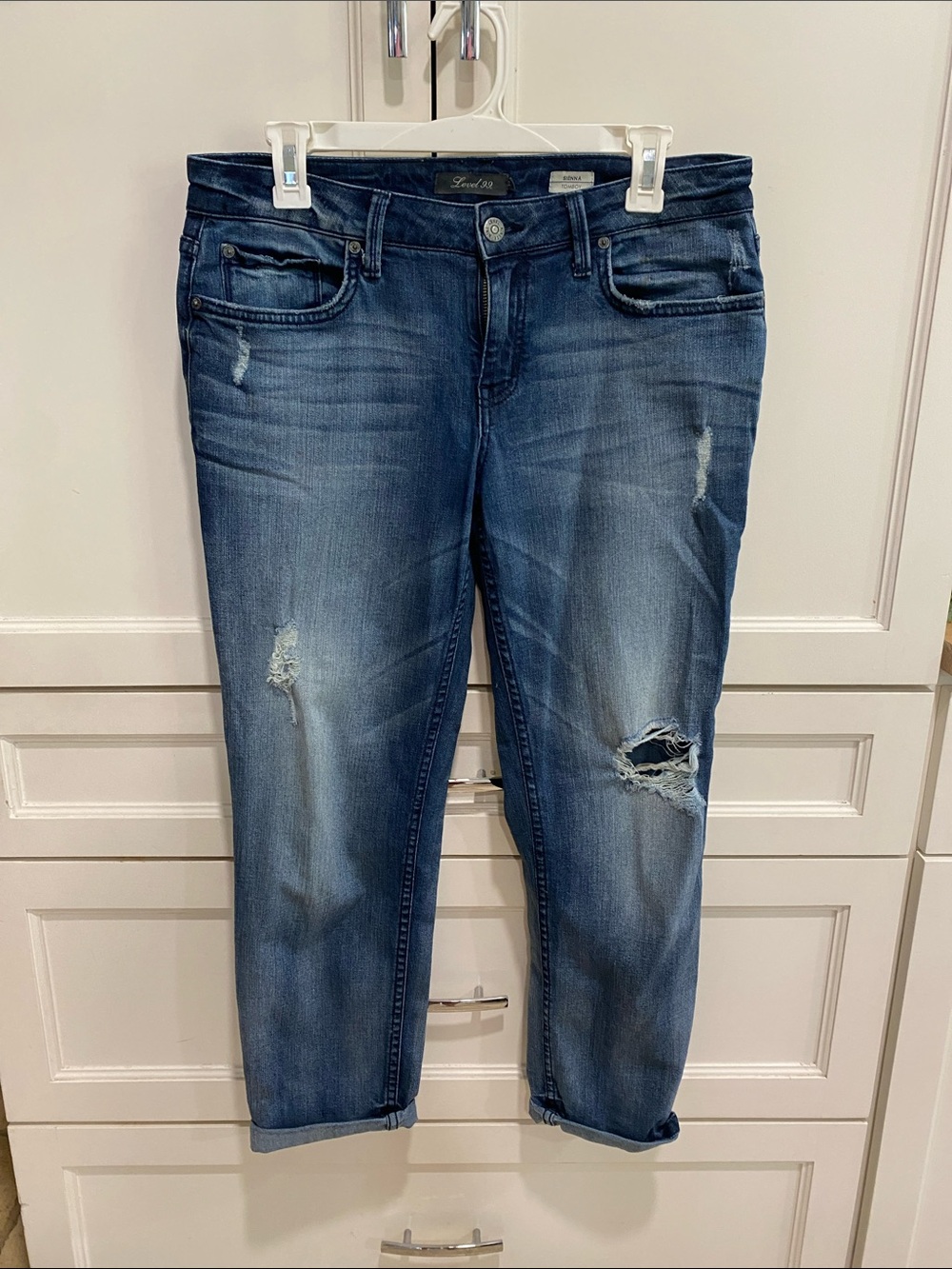 Level 99 Women's Boyfriend Jeans in Medium Wash Blue